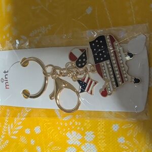 Patriotic USA Map Bag/Keychain with Gold Details